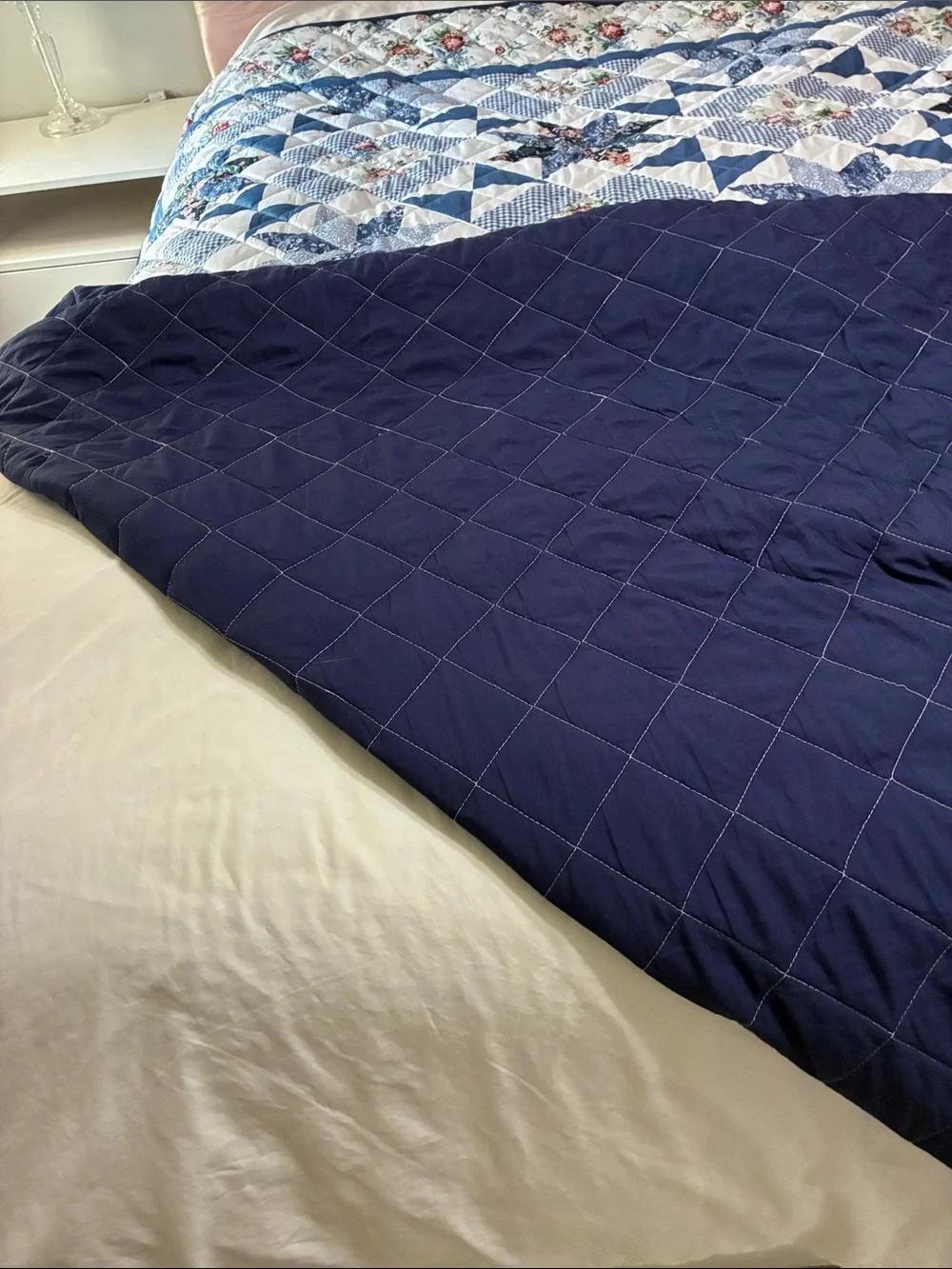 Mainstays Blue and Cream Floral Patchwork Quilt